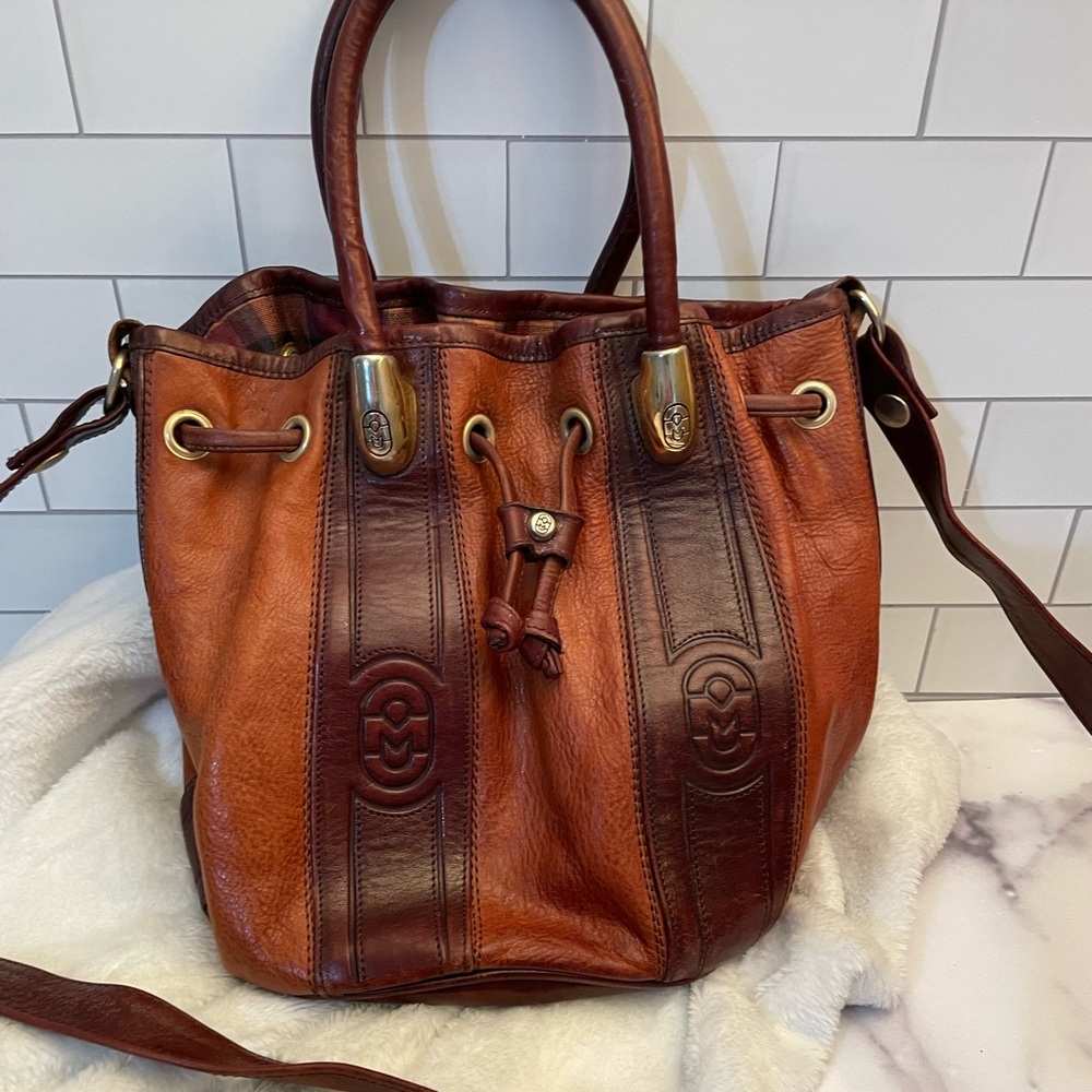 Marino Orlandi Brown and Tan Leather Tote